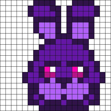 Bonnie FNAF Perler Bead Pattern | Bead Sprites | Characters Fuse Bead Patterns Fnaf Kandi, Rave Light, Kandi Mask, Bonnie Fnaf, Kandi Cuff, Kandi Patterns, Bead Sprite, Photo Pattern, Iron Beads