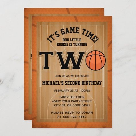 Basketball 2nd Birthday Party Invitation Art Birthday Party Invitations, Sport Birthday, Sports Birthday Invitations, Basketball Birthday Parties, Sports Birthday Party, Basketball Theme, Basketball Birthday, 2nd Birthday Party, Mermaid Birthday Invitations