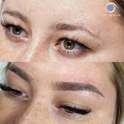 Eyebrow Microblading + Powder Effect (Microshading) Feather Brows Tattoo, Microblading Healing Process, Instagram Eyebrows, Eyebrow Before And After, Eyebrow Tattoos, Micro Blading, Cosmetic Tattooing, Freckles Makeup, Bentuk Alis