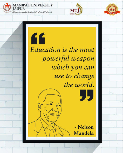 “Education is the most powerful weapon which you can use to change the world”. -Nelson Mandela #mondaymotivation #quotes #inspirational #inspiringquote #NelsonMandela #mandelaquotes #MUJ #manipaluniversityjaipur Education Is The Most Powerful, Mandela Quotes, Nelson Mandela Quotes, Nelson Mandela, Real Life Quotes, Change The World, Monday Motivation, Most Powerful, Real Life