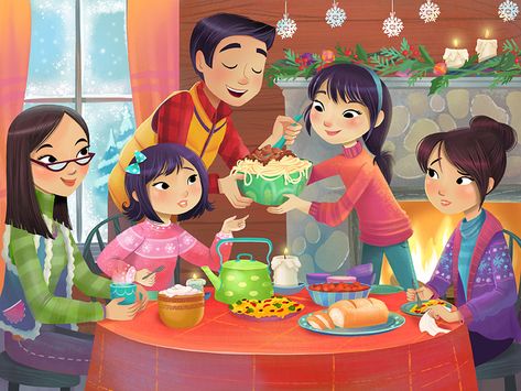 Family Eating Together Drawing, Family Dinner Drawing, Illustration Art Kids, Mermaid Pictures, Childrens Books Illustrations, Book Illustration Art, Family Illustration, Children Book, Wow Art