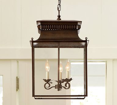 Bolton Indoor/Outdoor Lantern | Lanterns | Potterybarn Bolton Lantern Kitchen Lantern, Kitchen Lighting Over Table, Dining Light Fixtures, Front Door Lighting, Outdoor Lantern, Foyer Lighting, Kitchen Lighting Fixtures, Outdoor Light Fixtures, Hanging Light Fixtures