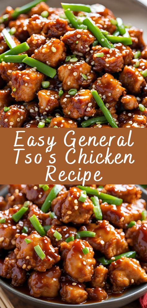 Easy General Tso’s Chicken Recipe | Cheff Recipes General Tao Chicken, General Tso's Chicken Recipe, Chinese Chicken Recipes, Homemade Chinese Food, Asian Chicken Recipes, Tso Chicken, Asian Dinners, General Tso Chicken, General Tso