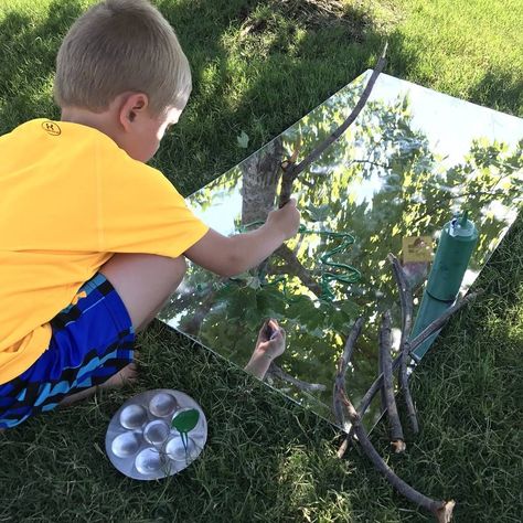 Painting On Mirrors, Mirrors Outside, Fairy Dust Teaching, Story Props, Self Expression, Outdoor Classroom, Sensory Experience, Shadow Play, Mirror Painting