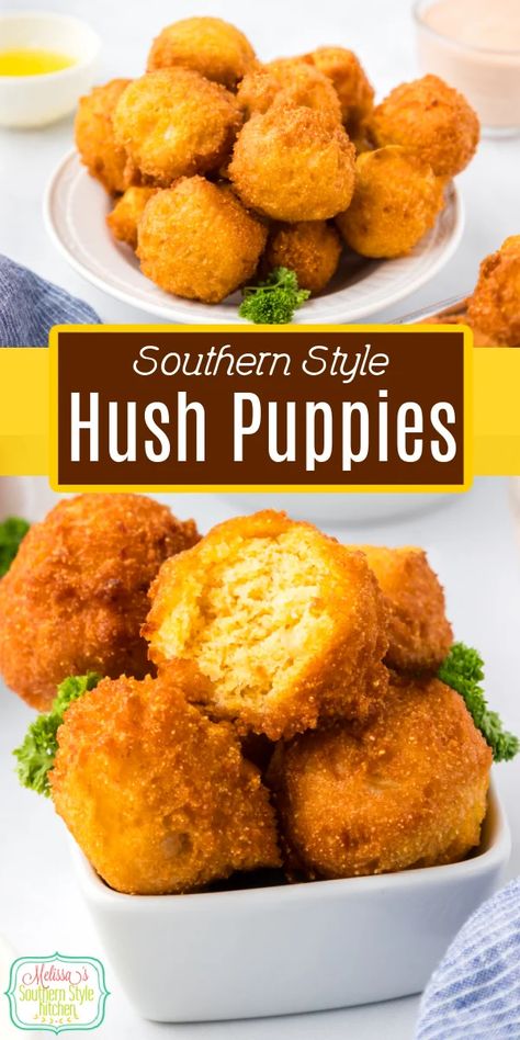 Hush Puppies Easy Hush Puppy Recipe, Homemade Hush Puppies, Cornbread Fritters, Easy Cornbread Recipe, Fried Cornbread, Hush Puppies Recipe, Cornbread Recipes, Southern Dishes, Comfort Food Southern