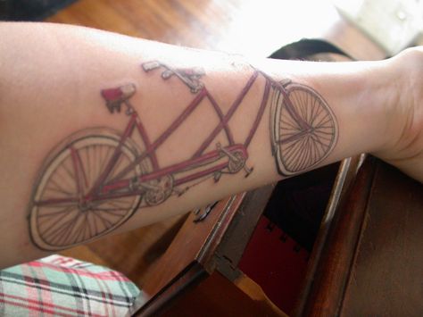 tandem tattoo Bicycle Tattoos, Giving Tree Tattoos, Bike Tattoo, Bicycle Tattoo, Motorcycle Sunglasses, G Tattoo, Bike Boots, Bike Tattoos, Tandem Bicycle