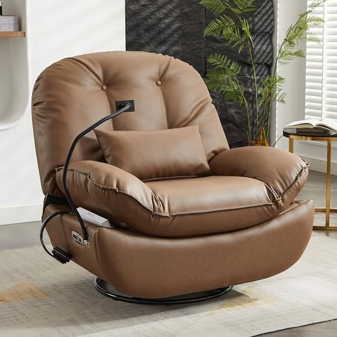 Movie Theater Seating, Office Bedroom Ideas, Comfy Office Chair, Oversized Recliner, Swivel Recliner Chairs, Leather Recliner Chair, Loungers Chair, Leather Chairs, Swivel Recliner