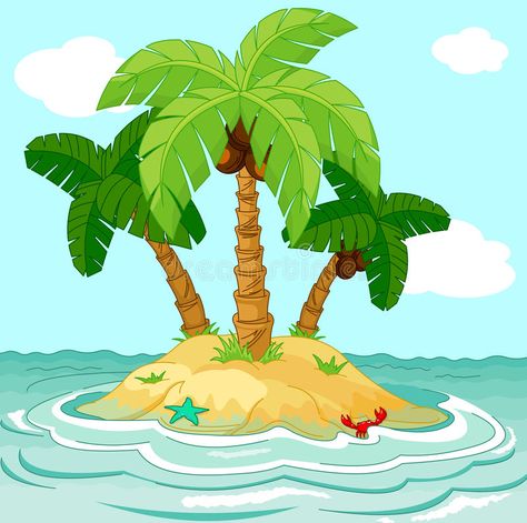 Desert island stock illustration Hawaii Decorations, Pin Up Drawings, Kids Background, Deco Stickers, Desert Island, Sunset Wallpaper, Landscape Illustration, Easy Paintings, Vector Design