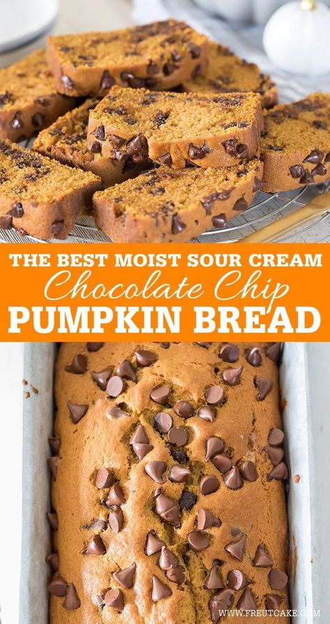 Pumpkin Bread With Chocolate Chips, Chocolate Pumpkin Bread, Bread With Chocolate Chips, Bread With Chocolate, Healthy Pumpkin Bread, Pumpkin Bread Easy, Pumpkin Bread Pudding, Moist Pumpkin Bread, Pumpkin Loaf