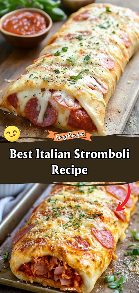 Stuffed with layers of salami, ham, pepperoni, and molten cheese, all wrapped in a soft, golden dough, our Italian Stromboli is like a pizza lover’s dream come true. Serve it hot with a side of marinara sauce for dipping and watch it disappear slice by slice! #Stromboli #ItalianCuisine #CheesyGoodness