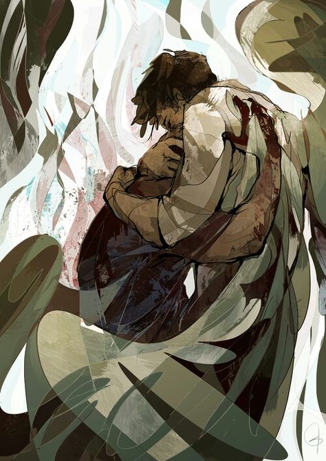 Destiel. Cas comforting Dean in Hell. Supernatural Ships, Destiel Fanart, Supernatural Fan Art, Supernatural Art, Dean And Castiel, Ange Demon, Supernatural Destiel, Supernatural Fans, Wow Art