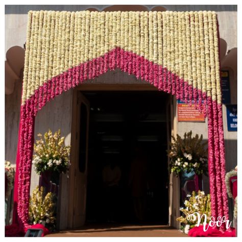 Photo By With Love Noor - Decorators Floral Entrance Decor, Anand Karaj Decor, Floral Entrance, Indian Wedding Theme, Home Flower Decor, Anand Karaj, Indian Wedding Decor, Flower Garland Wedding, Pink And White Weddings