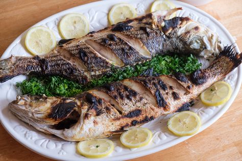 Whole Striped Bass Recipe, Striped Bass Recipe, Cooking Techniques Basic, Bass Recipe, Healthy Fruit Desserts, White Fish Recipes, Whole Fish, Oven Recipe, Alfredo Sauce Recipe