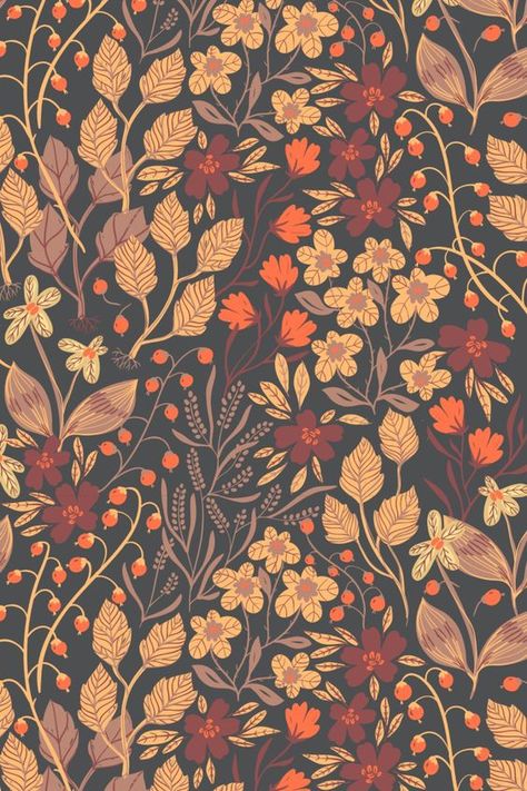 Autumn Floral Pattern, Fall Background Ipad, Surface Pattern Design Inspiration, Nature Sketch, Pattern Design Inspiration, Autumn Scenes, Fall Wallpaper, Illustration Artwork, Cute Wallpaper Backgrounds