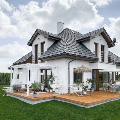 Nice House on Twitter: "… " Modern Luxury Villa, Houses In Poland, Modern Villa Design, Open Living Area, Home Exterior, Beautiful House, Space Decor, Cool House Designs, Family House