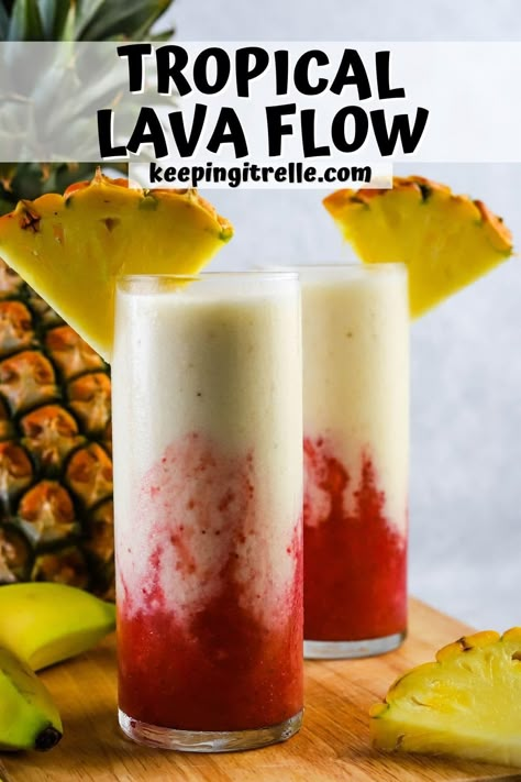 Lava Flow Drink, Tropical Drink Recipes, Frozen Cocktail Recipes, Frozen Cocktail, Cocktail Drinks Alcoholic, Drink Recipes Nonalcoholic, Mixed Drinks Alcohol, Yummy Alcoholic Drinks, Liquor Drinks