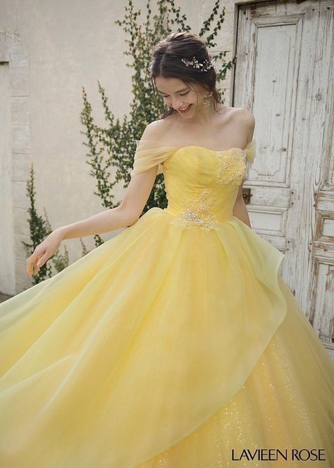 Yellow Prom Dresses Beauty And The Beast, Yellow Ballgown Prom Dress, Aesthetic Yellow Prom Dress, Yellow Gown Aesthetic, Yellow Sweet 16 Dresses, Yellow Wedding Dress The Bride, Yellow Ball Dress, Yellow Gown Dress, Quinceanera Dresses Yellow