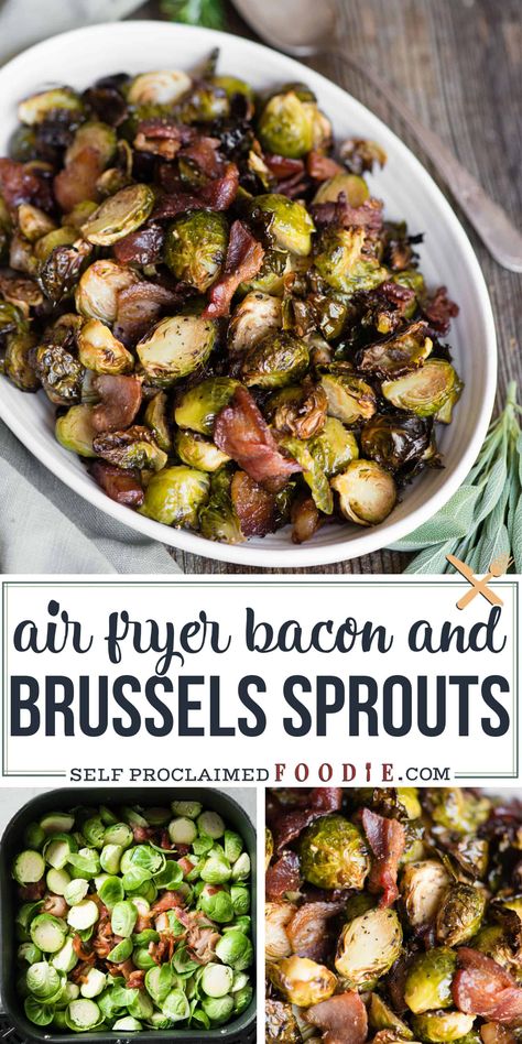 Brussels Sprouts and Bacon in the Air Fryer are the best and easiest way to cook this recipe! Only two ingredients needed to make this classic combination. Air Fryer Brussel Sprouts, Brussels Sprouts And Bacon, Air Fryer Brussels Sprouts, Sprouts And Bacon, Brussel Sprouts With Bacon, Brussels Sprouts With Bacon, Bacon Brussel Sprouts, Air Fry Recipes, Sprouts With Bacon