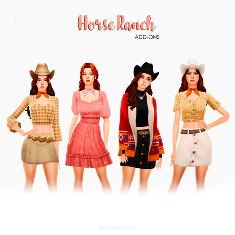 Sims 4 Add Ons, Ranch Outfits, Ranch Riding, Sims Stories, Farm Clothes, Country Style Outfits, Sims 4 Characters, Sims 4 Mm, Sims 4 Cc Packs