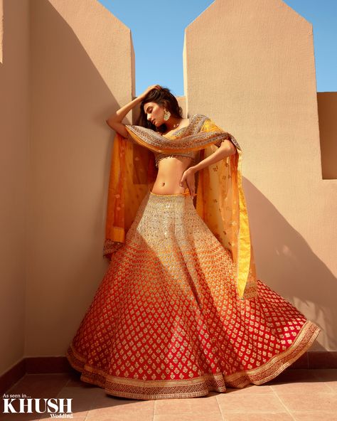 @AthiyaShetty bringing sexy back in this orange ombre lehenga by @frontierraas 💫⁠ ⁠ Find the best wedding inspo in the latest issue, Click the link to order your copy⁠ ⁣⁠ Jewellery: @amrapalijewels⁣⁣⁠ ⁣⁣⁠ Editor in-chief @sonia_ullah ⁣⁣⁠⁣⁣⁠ Photography: @rahuljhangiani ⁣⁣⁠⁣⁣⁠ Creative Director: @mannisahota ⁣⁣⁠⁣⁣⁠ Fashion Editor: @vikas_r ⁣⁣⁠⁣⁣⁠ Styling: @vikas_r @tanishqmalhotraa ⁣⁣⁠⁣⁣⁠ Hair & makeup: @ginibhogal ⁣��⁣⁠⁣⁣⁠ Location: @FairmontThePalm⁣⁣⁠⁣⁣⁠ Designer Lehanga, Athiya Shetty, Orange Lehenga, Yellow Lehenga, Bridal Lehenga Collection, Traditional Indian Outfits, Orange Ombre, Indian Bridal Outfits, Indian Wedding Outfits