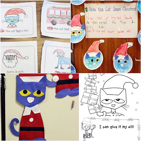 51 Groovy Pete the Cat Lesson Plans and Freebies: Pete the Cat Saves Christmas Free Printables Crafts - KindergartenWorks Pete The Cat Christmas, Pete The Cat Saves Christmas, Christmas Free Printables, Pilgrim Crafts, Pretty Little Fawn, Pete The Cats, Christmas Lesson, Preschool Christmas Crafts, Cat Activity