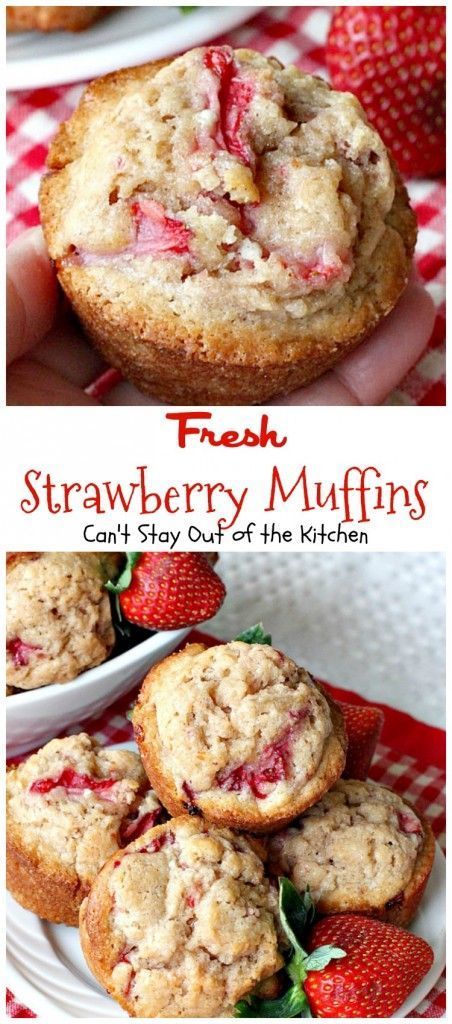 Fresh Strawberry Muffins, Brunch Muffins, Hot Recipes, Sweet Biscuits, Muffins Blueberry, Fresh Strawberry Recipes, Tin Recipes, Strawberry Muffins, Sweet Muffin