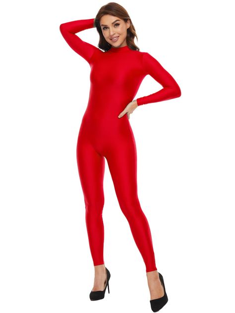 Unitard Costumes, Rave Skirt, Dance Unitard, Full Bodysuit, One Piece Full, Bodysuit Costume, Red Costume, Sports Exercise, Full Body Suit