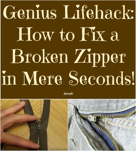 Brilliantly easy life-hack: How to Fix a Broken Zipper in Mere Seconds! What do you do when your zipper breaks and totally ceases to carry out its sole function of keeping things closed? I get annoyed and then put off taking it in to get fixed, so wouldn’t it be great if I could just repair it myself right there? Of course it would! And now you can too. #lifehack #zipper #howto #broken How To Repair A Zipper, How To Fix A Broken Zipper, Broken Zipper Fix Diy, Fix Zipper, Zipper Problems, Lanyard Knot, Sewing Zippers, Sewing Beads, Fix Broken Zipper