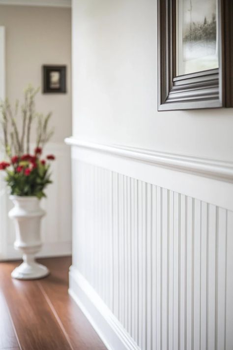 "Transform any room with the classic charm of a DIY Beadboard Accent Wall! 🛠️🎨 Ideal for adding a touch of elegance and warmth. 🌿✨ #BeadboardDecor #DIYHome #WallInspiration" Beadboard Ceiling Hallway, Full Wall Bead Board, Bead Board Half Wall, Old Paneling Makeover, Beadboard Chair Rail, Beadboard Half Wall, Beadboard Accent Wall, Beadboard Wall, Diy Beadboard