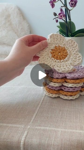 Iga | Handmade home decor on Instagram: "Flower coaster crochet pattern is out now! 🌸🥰 

If you feel like spring crocheting and like quick projects that you can personalize, this pattern is perfect for you! 🧶🌻

The pattern describes how to make flower coasters using braided cotton cord. It shows in detail how to aesthetically change the colors at different moments of the flower to obtain the desired look. Contains an additional chapter with a leaf that can be attached to a flower. Includes instructions for blocking the finished items.
Beginner friendly, US or UK Terms used, Additional videos available. 😊 

To celebrate the launch, I have a -10% Etsy promo code for you: FLOWERIG10. It is valid until April 12th 🥰

______________
Crochet pattern is now available!
Check the link in my bi Flower Coaster Crochet Pattern, Coaster Crochet Pattern, Quick Projects, Coaster Crochet, Flower Coaster, Flower Coasters, Crochet Coasters, Handmade Home Decor, Cotton Cord