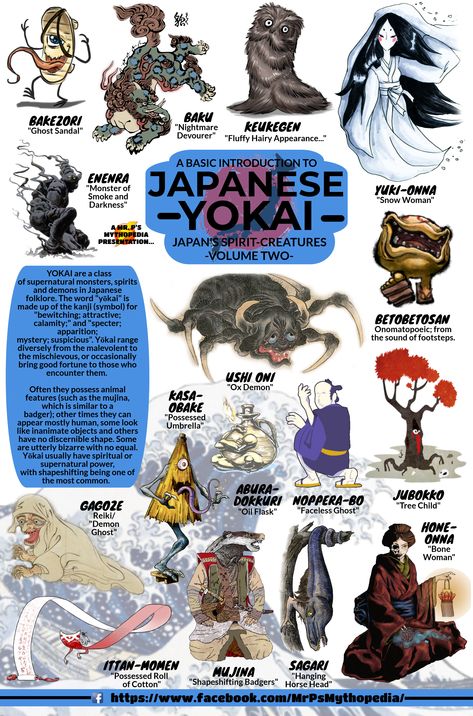 Japanese Mythological Creatures, Japan Mythical Creatures, Yokai Art Japanese Mythology, Asian Mythology Creatures, 13 Types Of Kitsune, Cryptids Of Utah, Japanese Gods Mythology, Japanese Mythology Creatures, Japanese Deities