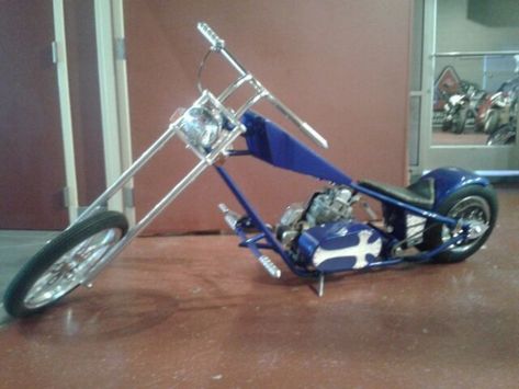 Custom Extreme Mini Chopper | Totally Rad Choppers Bobber Motorcycle Diy, Occ Choppers, Mini Chopper Motorcycle, Deep Blue Paint, Custom Mini Bike, Future Bike, Go Kart Plans, Motorcycle Diy, Bike Tank