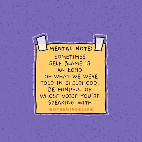 Sarah Crosby on Instagram: “💭M E N T A L N O T E [art/words: @themindgeek] —— ✏️Sometimes, but not always, self blame is an echo of what we heard in childhood. Be…” Self Blame, Dealing With Emotions, Psych 101, Children Of Alcoholics, Counseling Tools, Better Your Life, Life Motivation Inspiration, Deep Breaths, Coping Mechanism