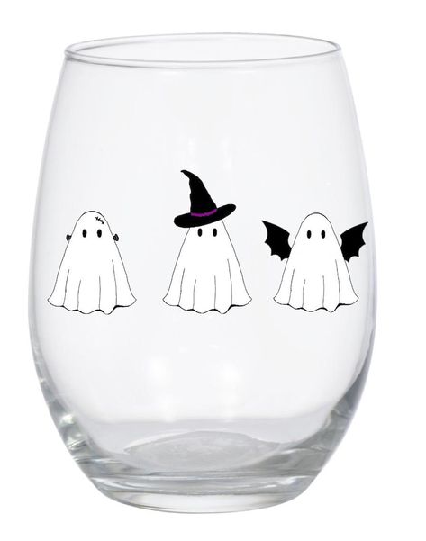 Celebrate spooky season with this adorable wine glass! This festive ghost wine glass will spice up your fall season! Ghost Wine Glass Painting, Fall Painted Wine Glasses Diy, Halloween Painted Wine Glasses, Halloween Wine Glass Painting, Fall Painted Wine Glasses, Halloween Glass Painting, Halloween Wine Glasses Diy, Decorative Wine Glasses, Fall Wine Glasses