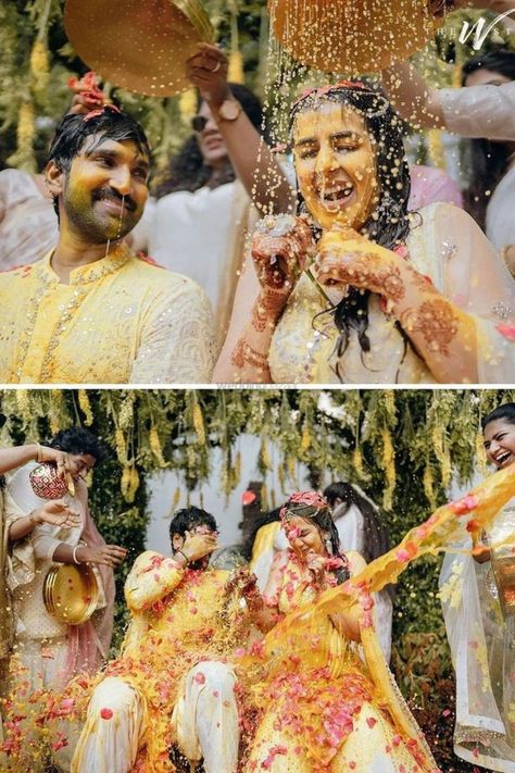 Couple Poses Ideas, Haldi Photoshoot, Wedding Organiser, Anniversary Wishes For Husband, Haldi Ceremony Outfit, Indian Bride Photography Poses, Wishes For Husband, Bride Photos Poses, Indian Wedding Poses