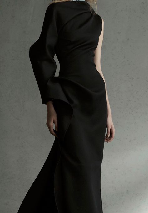 Modern Evening Gowns, Black Draped Glamorous Dress, Black Long Sleeve Dress Couture, Luxury Black Couture Gown, Black Luxury Draped Dress, Black Corset Gown Haute Couture, Elegant Dresses Classy, فستان سهرة, Glam Dresses