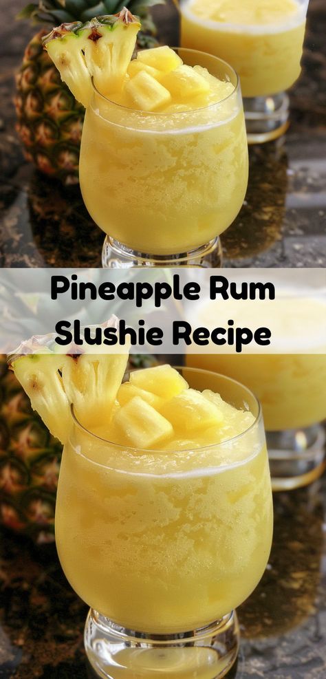 Quick pineapple rum slushie recipe with simple ingredients. Recipe Smoothie, Slushie Recipe, Pineapple Rum, The Smoothie Diet, Frozen Pineapple, Smoothie Bowl Recipe, Tropical Drink, Bowl Recipe, Slushies