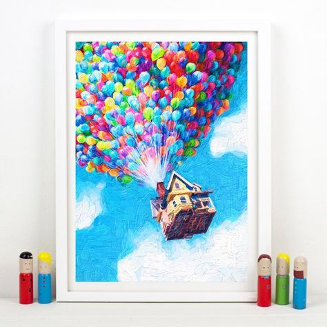 Movie Canvas Painting, Pixar Poster, Up Movie, Balloon House, Artist Bedroom, Painting Reference, Nordic Wall Art, Art Canvas Painting, Nordic Wall