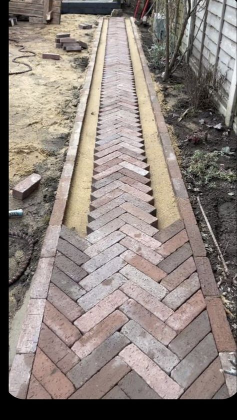 Brick Pathway, Backyard Walkway, Brick Walkway, Brick Path, Patio Small, Brick Garden, Garden Walkway, Home Landscaping, Garden Pathway