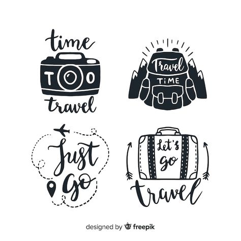 Free vector hand drawn quote badges lett... | Free Vector #Freepik #freevector #hand-lettering #lettering #typography-lettering #quotes-lettering Travel Lettering, Adventure Logo, Adventure Design, Hand Lettering Quotes, Calligraphy Quotes, Drawing Quotes, Lettering Styles, Bullet Journal Art, Lettering Style