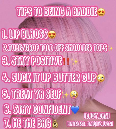 How To Be A Baddie At School, How To Be A Baddie, Baddie Goals, Glo Up Tips, Be A Baddie, Queen Tips, Beauty Routine Tips, Girl Advice, Baddie Tips