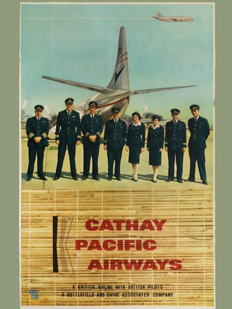 There's a Lot to Discover in Hong Kong's "Hidden" Collection of Colonial-Era Travel Posters Airlines Aesthetic, Cathay Pacific Airlines, Running Pictures, Pacific Airlines, British Airline, Advertising Techniques, Illustrated Words, Aviation Posters, Travel Advertising