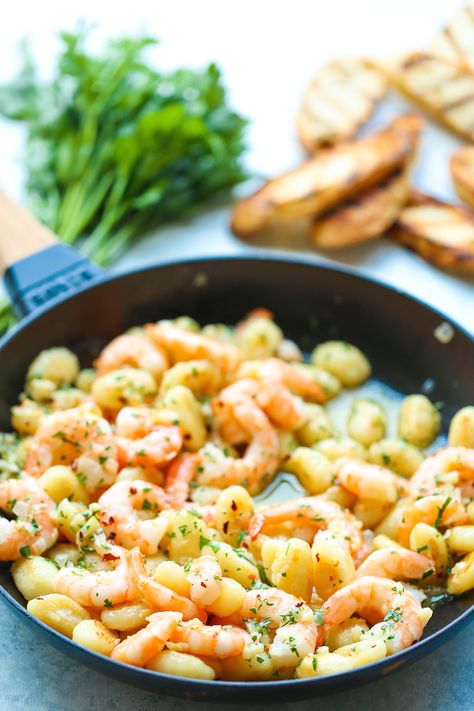 Gnocchi And Scallops Recipes, Shrimp And Gnocchi Recipes, Gnocchi Shrimp, Pasta And Shrimp, Gnocchi Recipes Easy, Gnocchi Dishes, Cauliflower Gnocchi, How To Cook Gnocchi, Easy Cauliflower