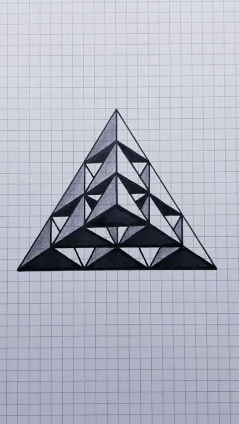 Lines And Shapes Drawing, Cool Art To Draw, 3d Geometric Shapes Drawing, Geometry Drawing, Isometric Drawing Exercises, Triangle Drawing, Geometric Shapes Drawing, Optical Illusion Drawing, Graph Paper Designs