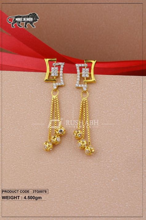 Weight:-4.500 grams  #rushabhjewels #earrings #earringsoftheday #22ct #fantastic #lady #forever  #sogood #earringslover #luv #preciousjewellery 4 Grams Gold Ear Rings, Chand Bali Earrings Gold, Gold Ear Rings, Chain Tops, Chand Bali, Gold Ideas, Gold Jhumka, Gold Jhumka Earrings