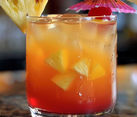 Flaming Tropic Sunrise – Chloe foods Orange Wheels, Sweet Cocktails, Pomegranate Juice, Metal Straws, Tropical Fruit, Pineapple Juice, Flavor Profiles, Fruit Juice, Mixology