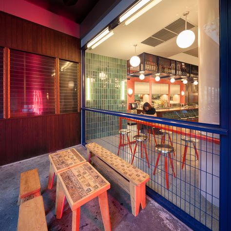 Image 1 of 34 from gallery of Little Bao at 72 Courtyard / JJA - Bespoke Architecture. Photograph by Ketsiree Wongwan Bao Restaurant, Grey Terrazzo Floor, Thailand Restaurant, Chinese Cafe, Modernism Art, Street Food Design, Green Thai, China Street, Fusion Restaurant