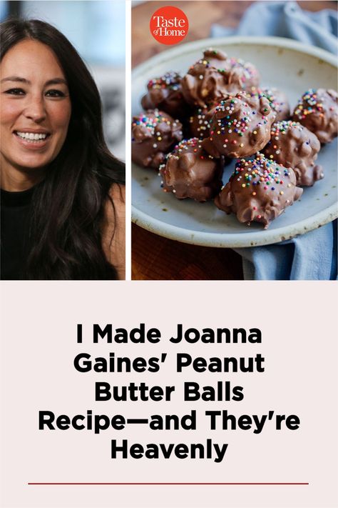 Peanut Butter Balls Joanna Gaines, Joanna Gaines Peanut Butter Balls Recipe, Jo’s Peanut Butter Balls, Joanna Gaines Peanut Butter Balls, Peanut Butter Rice Krispie Balls, Midwest Style, Joanna Gaines Recipes, Peanut Butter Easter Eggs, Cookie Icing Recipe