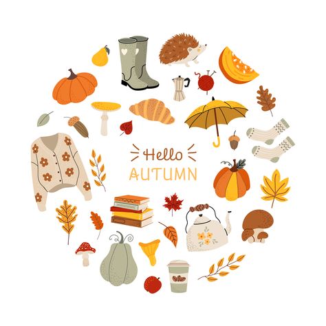 Autumn Illustration Aesthetic, Fall Illustration Art, September Illustration, October Illustration, Fall Illustrations, Autumn Vector, Autumn Doodles, Autumn Prints, Fall Illustration