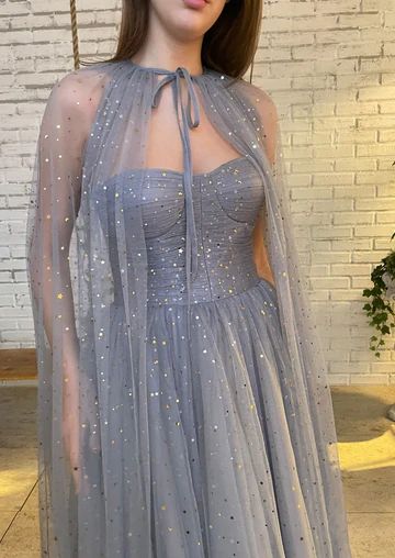 FallWinter21' | Teuta Matoshi Ball Gown With Cape Sleeves, Officiant Dress, Sable Star, Starfall Dress, Starlight Dress, Prom Dress Glitter, Teuta Matoshi Dresses, Matoshi Dress, Prom Attire